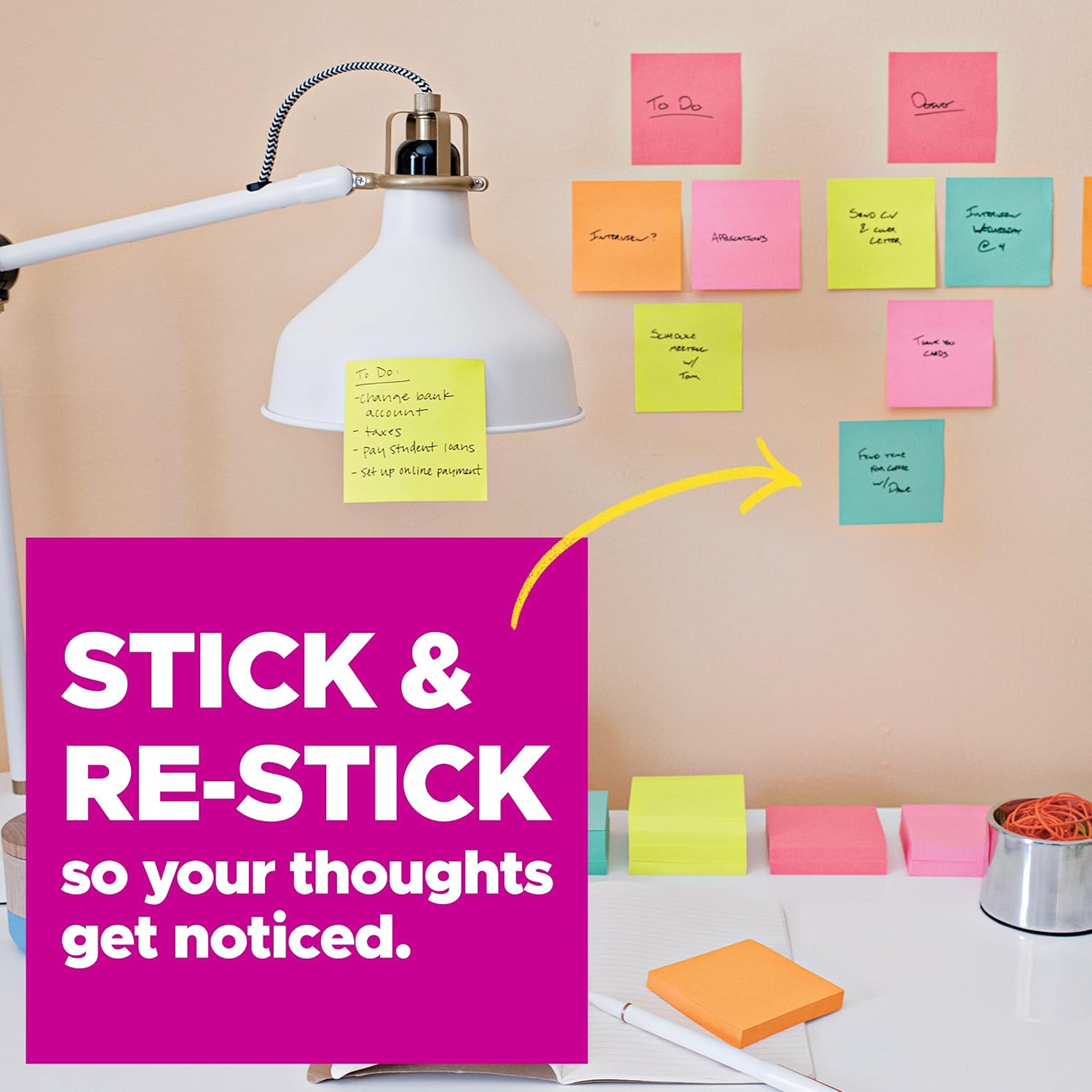 Super Sticky Notes, 15 Sticky Notes Pads, 3 x 3 in., School Supplies and O?ce Supplies, 2X the Sticking Power, Assorted Brights | School Supplies and O?ce Supplies, 2X the Sticking Power