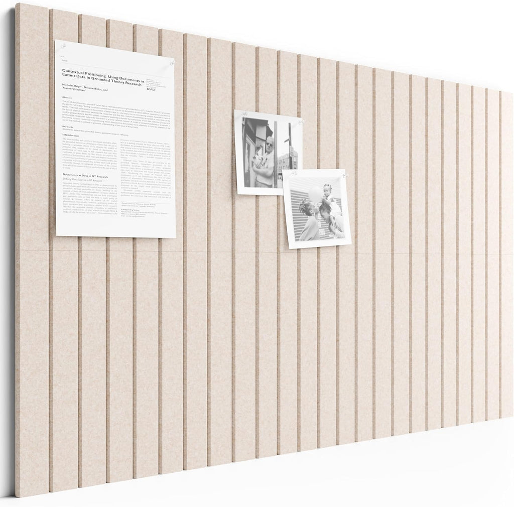 Large Felt Bulletin Board, 36" x 24" Cork Board Alternative, 6-Pack Fine Stripe Felt Wall Tiles with 30 Push Pins and 40 Adhesive Tabs, Ideal for Office, Home & Classroom, Oatmeal