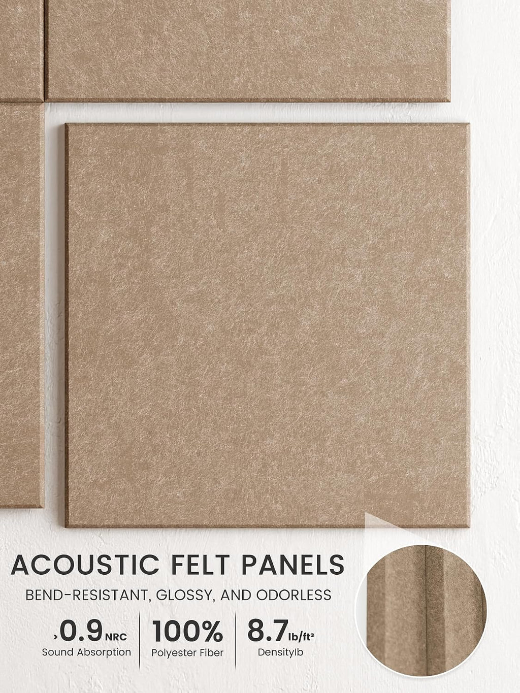 Large Felt Bulletin Board, 48" x 36" Cork Board Alternative, 12-Pack Solid Felt Wall Tiles with 30 Push Pins and 70 Adhesive Tabs, Ideal for Office, Home & Classroom, Taupe