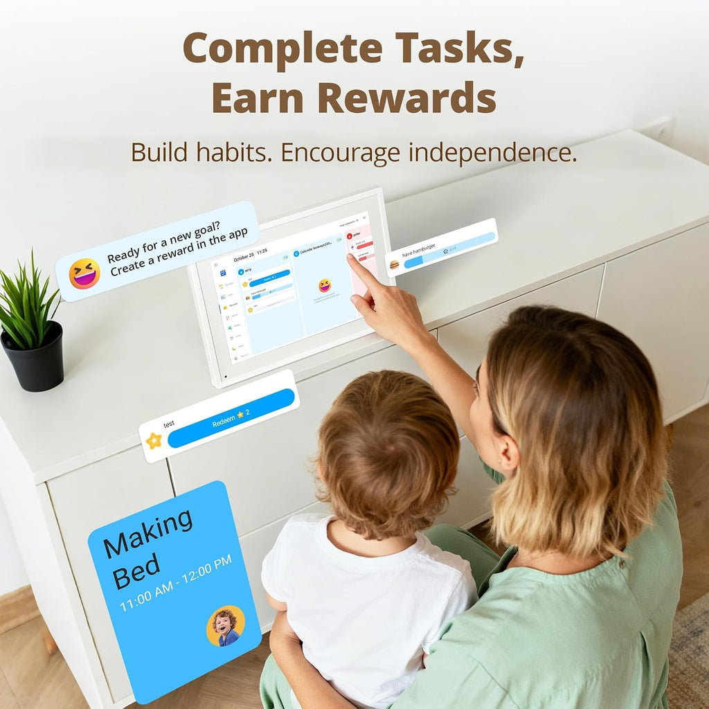10.1" Digital Calendar Chore Chart, 1080P Full HD Interactive Touchscreen, 2026 Smart Family Planner, Electronic Calendar Desk Mountable for Seamless Scheduling, Calendrier numerique