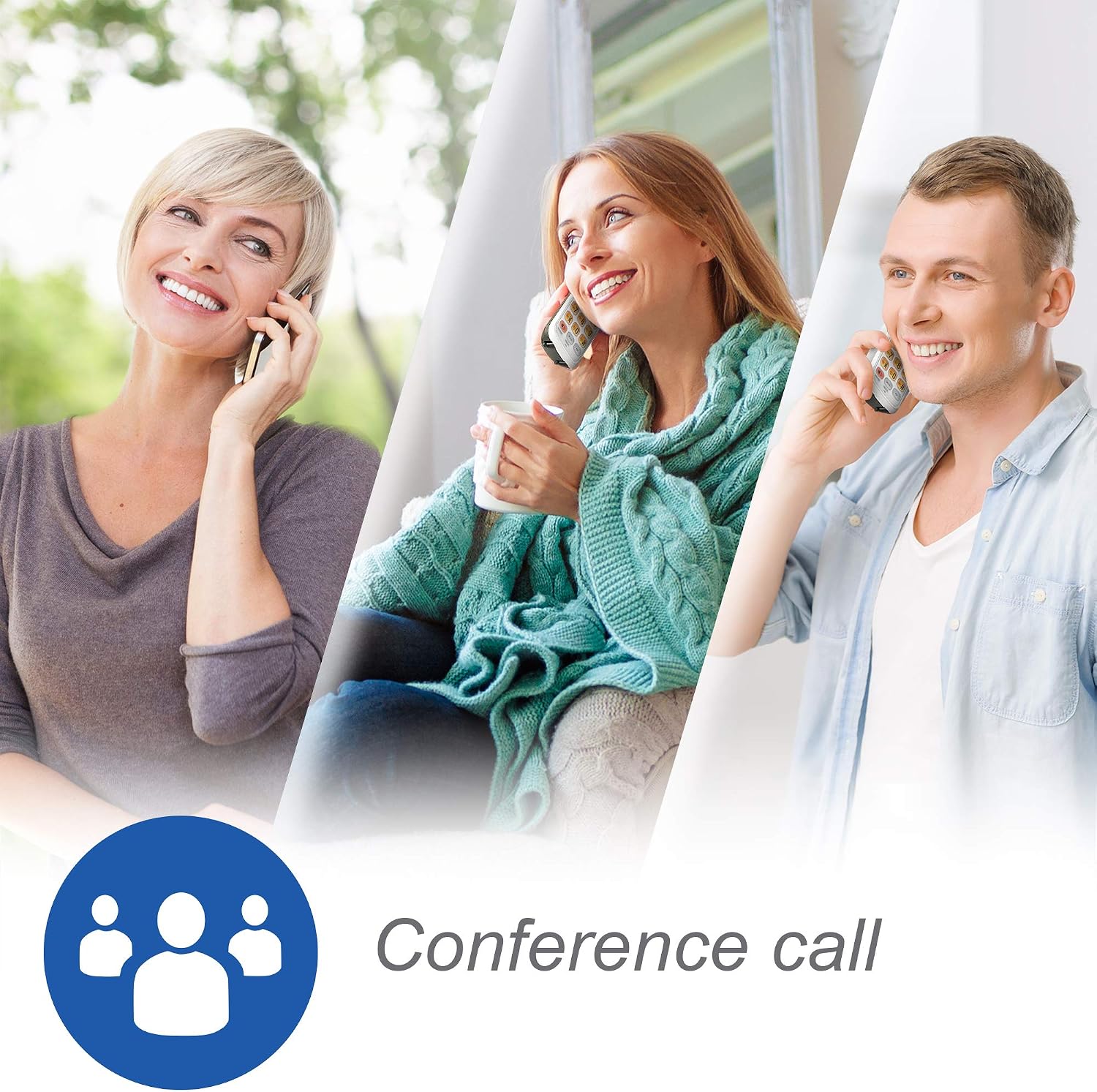 DECT 6.0 3 Cordless Phones with Caller ID, Handset Speakerphones, White and Grey