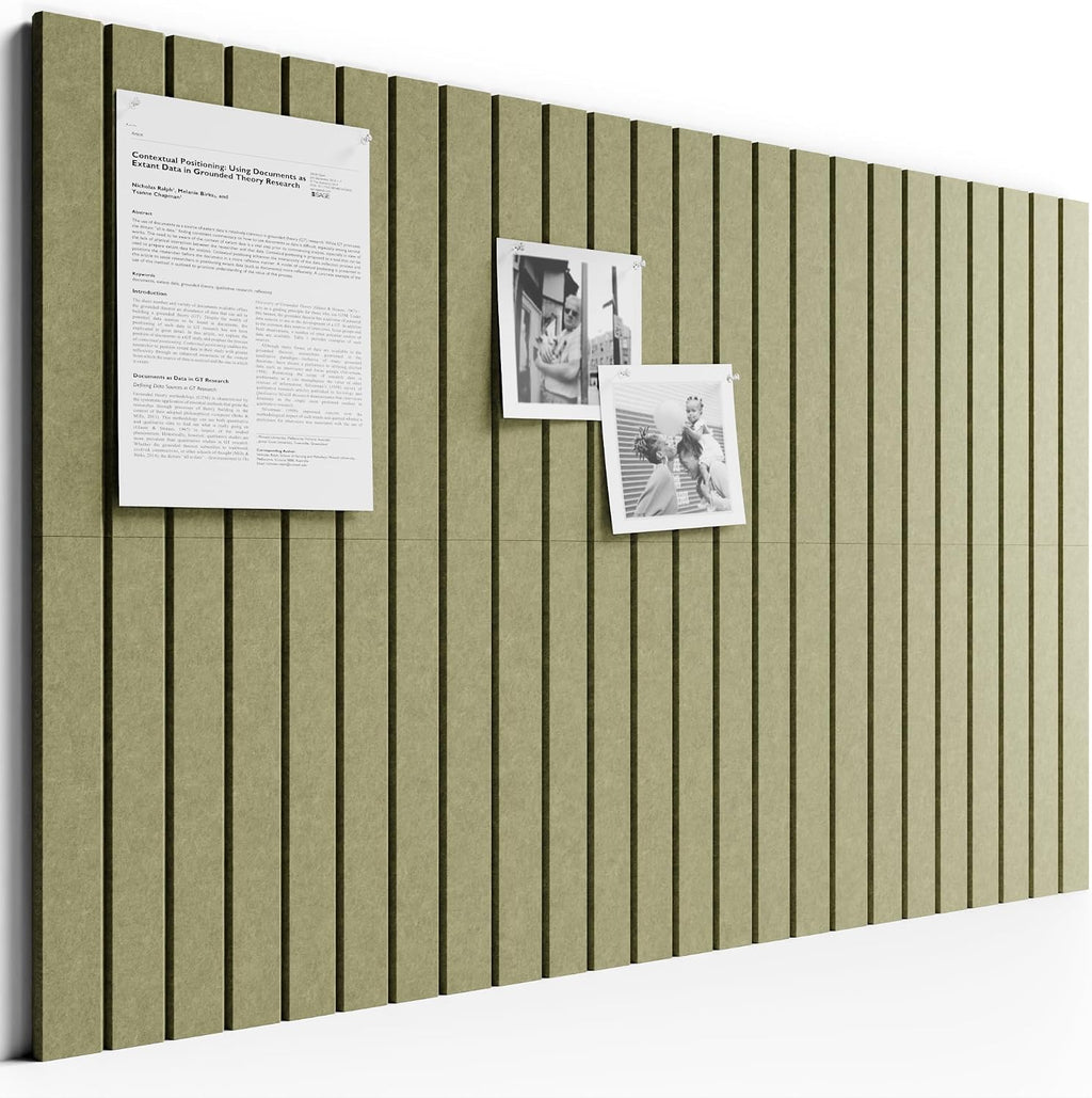 Large Felt Bulletin Board 48" x 36" Cork Board Alternative - 6 Pack with 40 Safe Removable Adhesive Tabs, Cork Boards for Walls Cork Board for Home Office Classroom Pin Board (Olive Green)
