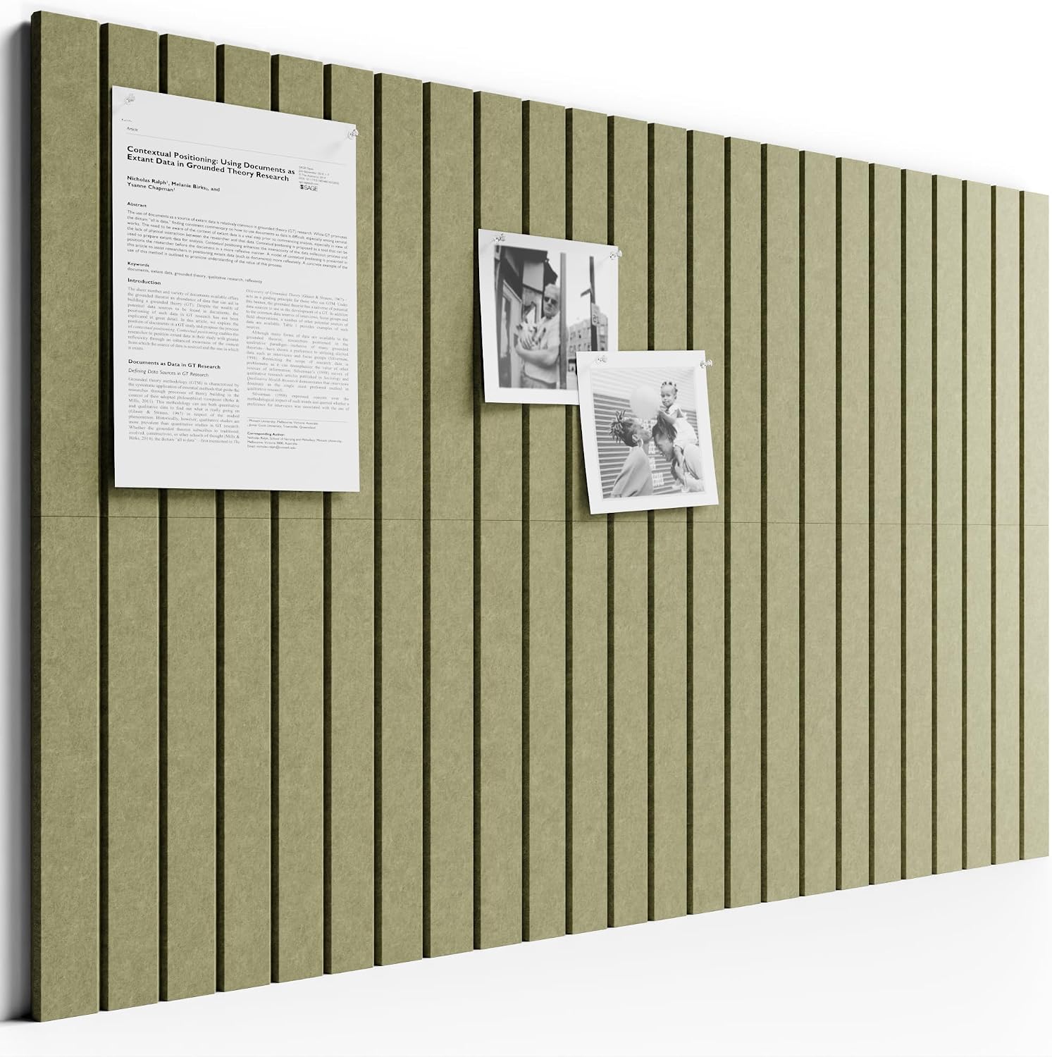 Large Felt Bulletin Board 48" x 36" Cork Board Alternative - 6 Pack with 40 Safe Removable Adhesive Tabs, Cork Boards for Walls Cork Board for Home Office Classroom Pin Board (Olive Green)
