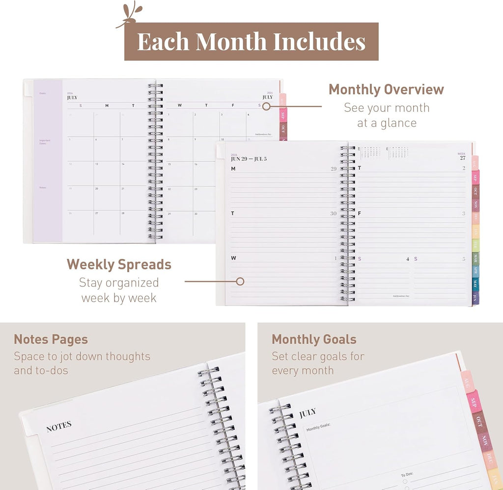 Rileys Academic Planner 2026-2027, Daily, Weekly & Monthly Planner, July 2026 - June 2027, Student Notes Pages, Twin-Wire Binding Weekly Agenda for School & Work (20 x 15 cm, Lilac)
