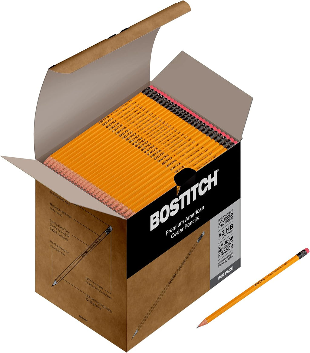 Premium #2 Pencils, American Cedar Wood, Pre-Sharpened, HB Graphite, 500-Pack