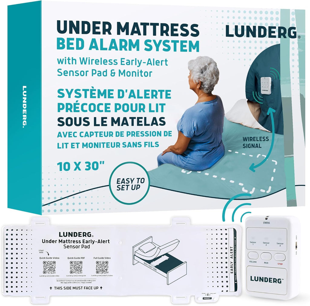 Under Mattress Bed Alarm for Elderly - Invisible & Wireless Sensor Pad with Early Alert & Pager - Our Most Advanced Fall Prevention System for Dementia, Ideal for Loved Ones who Refuse Help