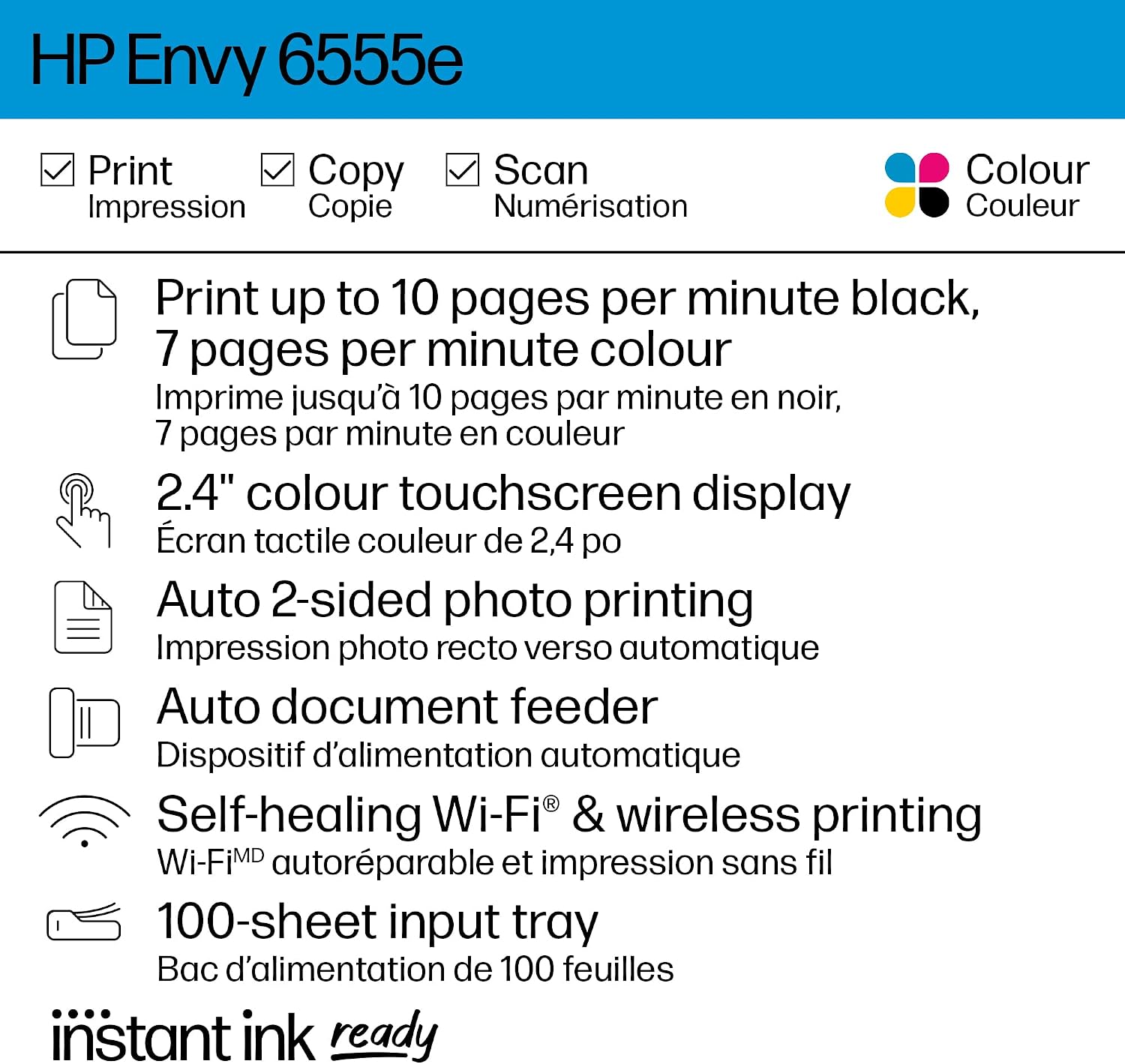 Envy 6555e All-in-One Printer with 3 Months Instant Ink