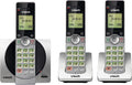 DECT 6.0 Three Handset Cordless Phone with CID, Backlit Keypads and Screens, Full Duplex Handset Speakerphones, Call Block, (Not Answering Machine Version) Silver/Black