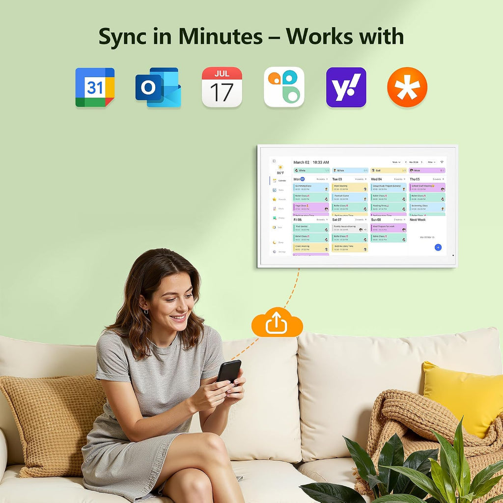 Digital Calendar, 15.6 Inch Wall Planner Electronic Calendar & Chore Chart, Smart Touchscreen Interactive Display for Family Schedules, Great for Organizing Your Routines, Wall & Desk Mountable, Gifts for Women Men, Gifts for Mom Dad