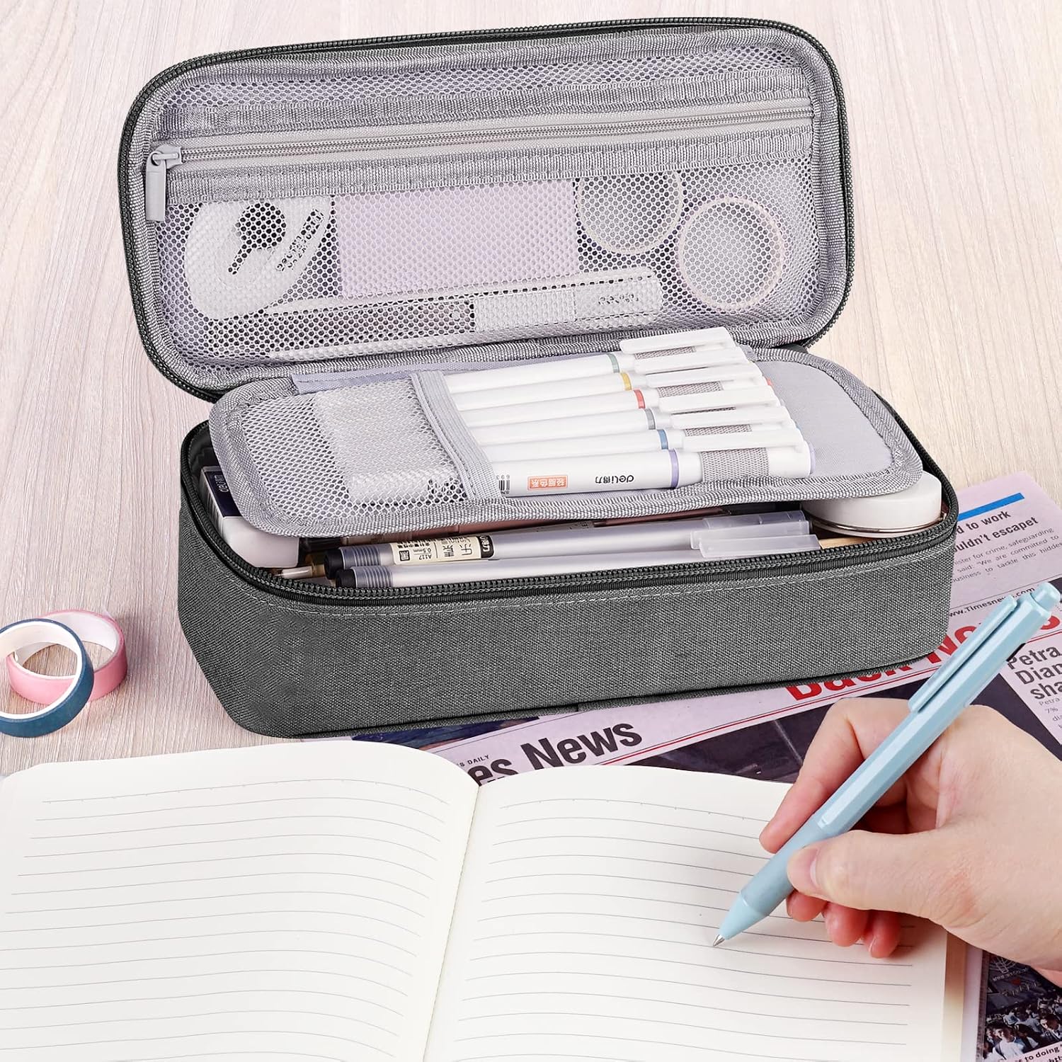 Large Pencil Case, Big Capacity Pencil Pouch Stationery Pen Bag, Storage High Capacity Bag Pouch Holder Box Organizer, Marker Pen Case for Women & Men