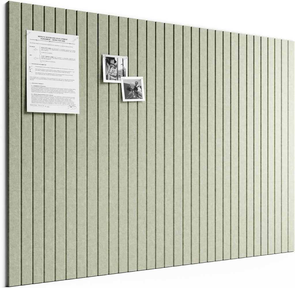 Large Cork Board Alternative - Slat Wall Paneling, Felt Bulletin Board Tiles for Office Decor, Push pin Board Office Wall Organizer -8 Vertical Stripes-12-Pack-Sage