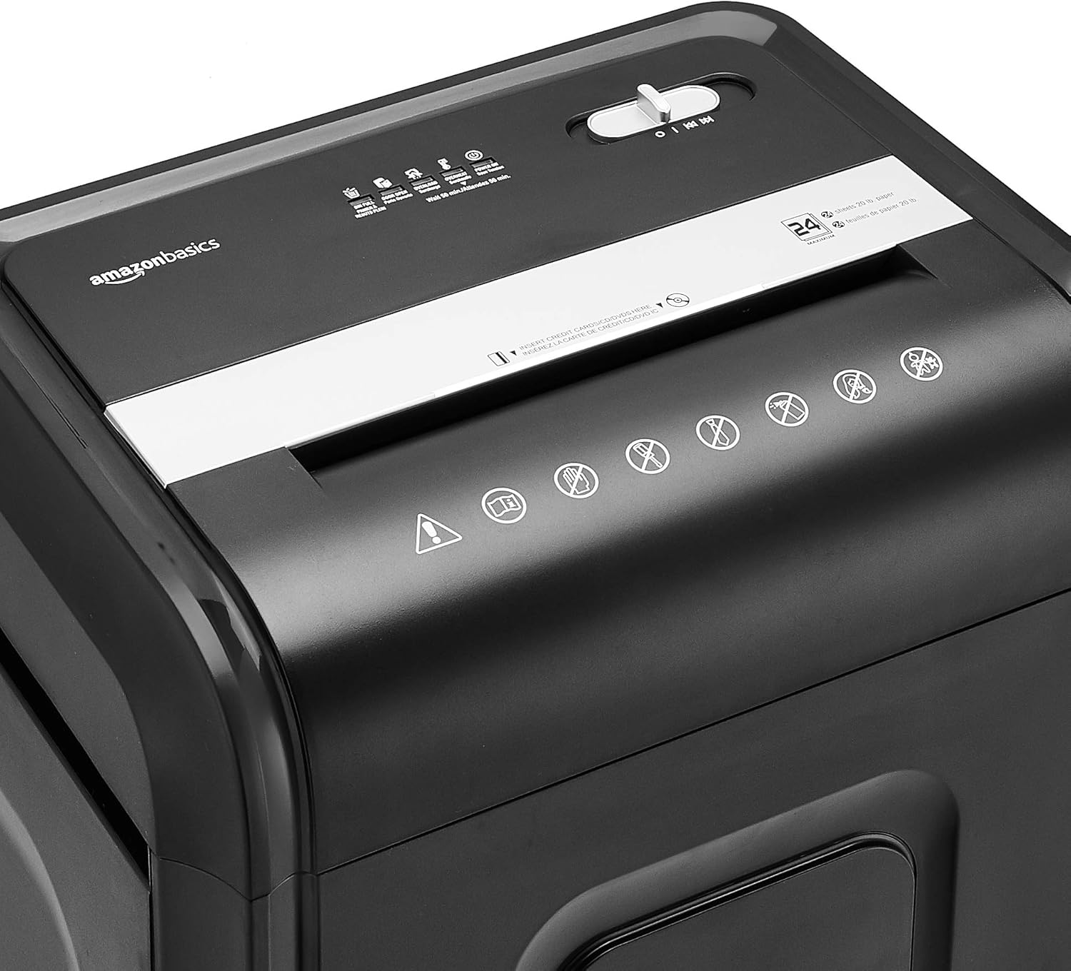 Basics 24-Sheet Cross-Cut Paper, CD and Credit Card Home Office Shredder with Pullout Basket
