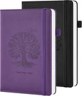 2 Pack Journal Notebook for Women Men, 160 Pages per Pack, A5 (5.7'' x 8.4") Hardcover Journaling Notebook College Ruled for Writing Work, 100GSM Paper, Black & Dark Purple, School Office Supplies