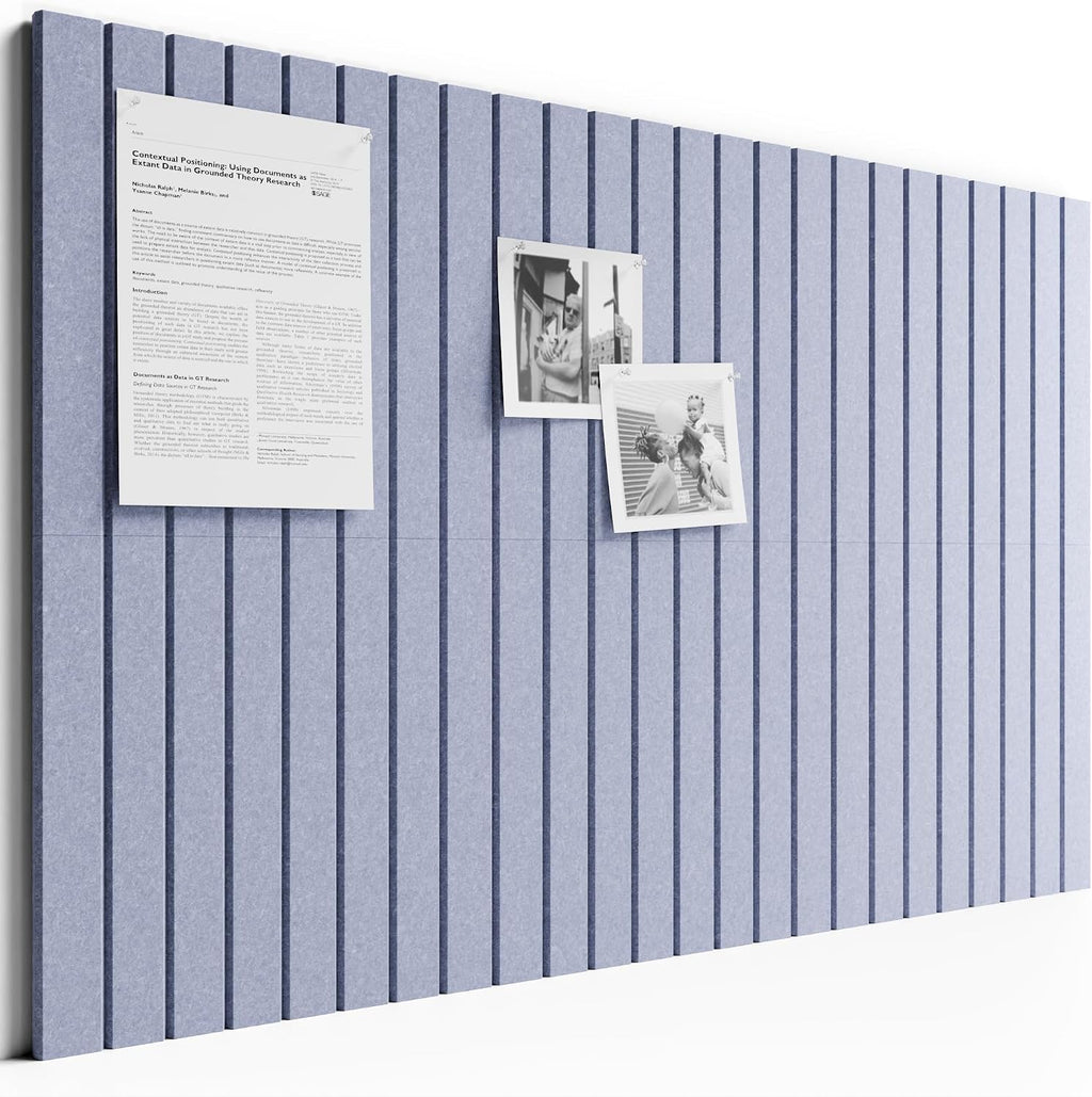 Large Cork Board Alternative-36 x24 Felt Bulletin Board Tiles, with 30 Pushpins, 40 Adhesive Tabs, 6-Pack Slat Wall Paneling, Cork Boards for Office Push Pin Board Felt Board-Soft Periwinkle