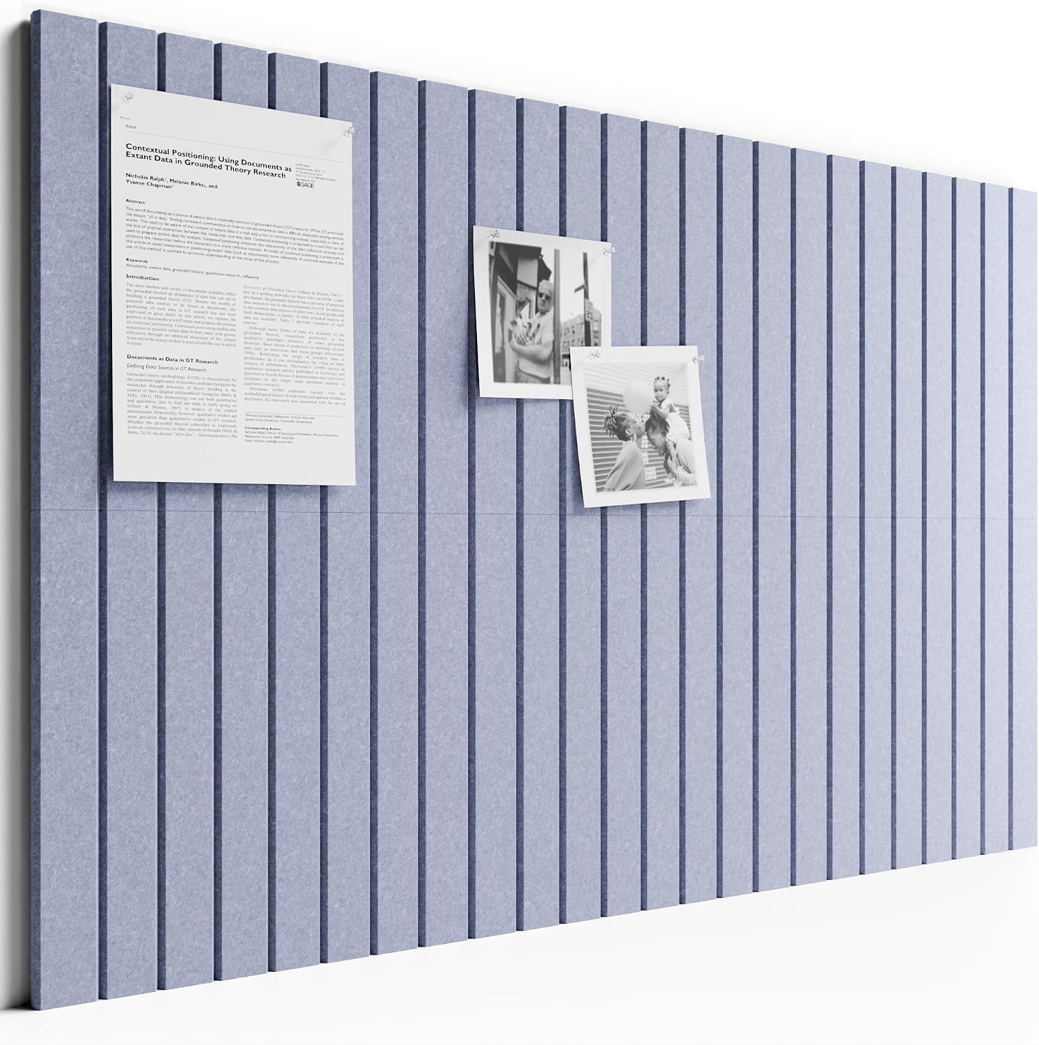 Large Cork Board Alternative-36 x24 Felt Bulletin Board Tiles, with 30 Pushpins, 40 Adhesive Tabs, 6-Pack Slat Wall Paneling, Cork Boards for Office Push Pin Board Felt Board-Soft Periwinkle