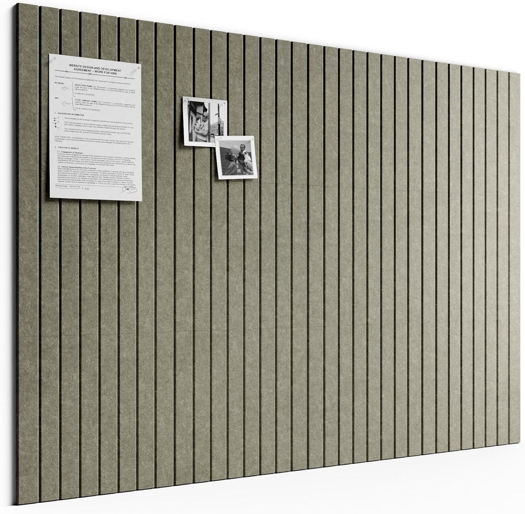 Large Felt Bulletin Board, 48" x 36" Cork Board Alternative, 12-Pack Fine Stripe Felt Wall Tiles with 30 Push Pins and 70 Adhesive Tabs, Ideal for Office, Home & Classroom, Earth Brown