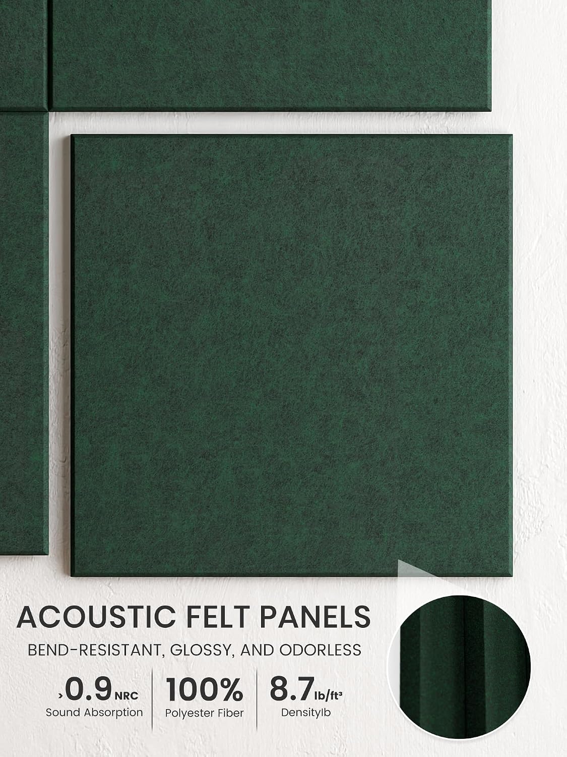 Large Felt Bulletin Board 48" x 36" Cork Board Alternative - 6 Pack with 40 Safe Removable Adhesive Tabs, Cork Boards for Walls Cork Board for Home Office Classroom Pin Board (Aurora Green)
