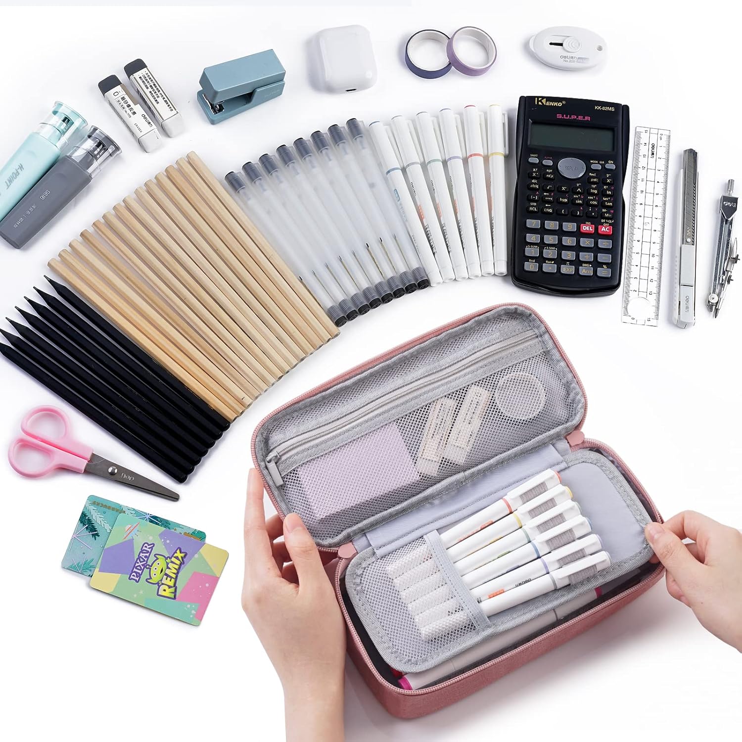 Large Pencil Case, Big Capacity Pencil Pouch Stationery Pen Bag, Storage High Capacity Bag Pouch Holder Box Organizer, Marker Pen Case for Women & Men