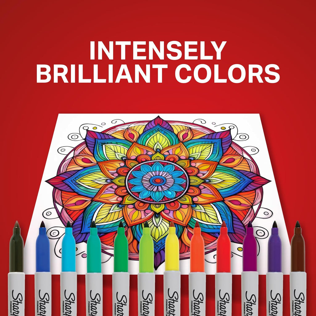 Permanent Markers, Fine Point, Assorted Colours, 8 Count (Pack of 2)